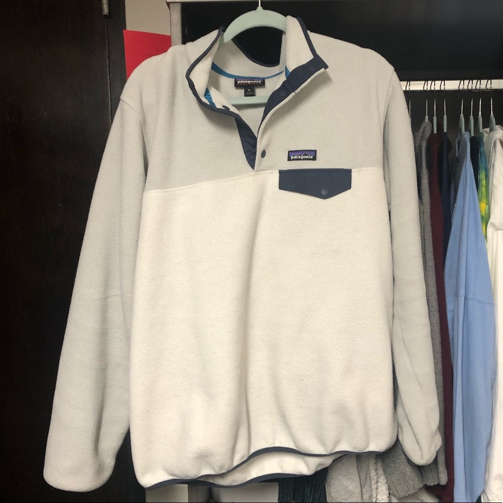 Patagonia Gray and Blue Crew Neck Sweater